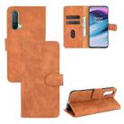 For OnePlus Nord CE 5G Solid Color Skin Feel Magnetic Buckle Horizontal Flip Calf Texture PU Leather Case with Holder & Card Slots & Wallet(Brown) - 1