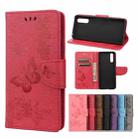 For Sony Xperia 10 III Vintage Embossed Floral Butterfly Pattern Horizontal Flip Leather Case with Card Slot & Holder & Wallet & Lanyard(Red) - 1