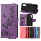 For Sony Xperia 10 III Vintage Embossed Floral Butterfly Pattern Horizontal Flip Leather Case with Card Slot & Holder & Wallet & Lanyard(Purple) - 1