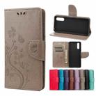 For Sony Xperia 10 III Butterfly Flower Pattern Horizontal Flip Leather Case with Holder & Card Slots & Wallet(Grey) - 1