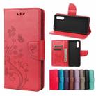 For Sony Xperia 10 III Butterfly Flower Pattern Horizontal Flip Leather Case with Holder & Card Slots & Wallet(Red) - 1