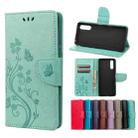 For Sony Xperia 10 III Butterfly Flower Pattern Horizontal Flip Leather Case with Holder & Card Slots & Wallet(Green) - 1