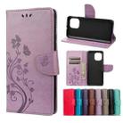 For Xiaomi Mi 11 Butterfly Flower Pattern Horizontal Flip Leather Case with Holder & Card Slots & Wallet(Light Purple) - 1