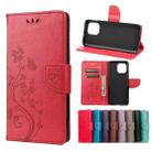 For Xiaomi Mi 11 Butterfly Flower Pattern Horizontal Flip Leather Case with Holder & Card Slots & Wallet(Red) - 1