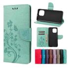For Xiaomi Mi 11 Butterfly Flower Pattern Horizontal Flip Leather Case with Holder & Card Slots & Wallet(Green) - 1