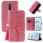 For OnePlus 8 Embossed Lucky Tree Horizontal Flip Leather Case with Holder & Card Slot & Wallet & Lanyard(Pink) - 1