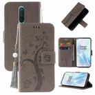 For OnePlus 8 Embossed Lucky Tree Horizontal Flip Leather Case with Holder & Card Slot & Wallet & Lanyard(Grey) - 1