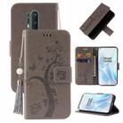 For OnePlus 8 Pro Embossed Lucky Tree Horizontal Flip Leather Case with Holder & Card Slot & Wallet & Lanyard(Grey) - 1