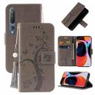 For Xiaomi Mi 10 Embossed Lucky Tree Horizontal Flip Leather Case with Holder & Card Slot & Wallet & Lanyard(Grey) - 1