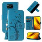 For Xiaomi Poco X3 Embossed Lucky Tree Horizontal Flip Leather Case with Holder & Card Slot & Wallet & Lanyard(Blue) - 1