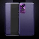 For vivo X60 Curved Screen Version Magnetic Side Window View Shockproof Horizontal Flip Leather Smart Case(Purple) - 1