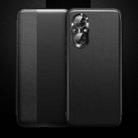 For Honor 50 SE Magnetic Side Window View Shockproof Horizontal Flip Leather Smart Case(Black) - 1