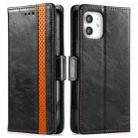 For iPhone 12 mini CaseNeo Business Splicing Dual Magnetic Buckle Horizontal Flip PU Leather Case with Holder & Card Slots & Wallet (Black) - 1