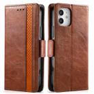 For iPhone 12 mini CaseNeo Business Splicing Dual Magnetic Buckle Horizontal Flip PU Leather Case with Holder & Card Slots & Wallet (Brown) - 1