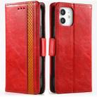 For iPhone 12 mini CaseNeo Business Splicing Dual Magnetic Buckle Horizontal Flip PU Leather Case with Holder & Card Slots & Wallet (Red) - 1