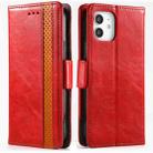 For iPhone 12 / 12 Pro CaseNeo Business Splicing Dual Magnetic Buckle Horizontal Flip PU Leather Case with Holder & Card Slots & Wallet(Red) - 1