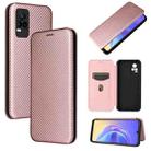 For Vivo V21e Carbon Fiber Texture Horizontal Flip TPU + PC + PU Leather Case with Card Slot(Pink) - 1