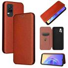 For Vivo V21e Carbon Fiber Texture Horizontal Flip TPU + PC + PU Leather Case with Card Slot(Brown) - 1