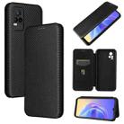 For Vivo V21e Carbon Fiber Texture Horizontal Flip TPU + PC + PU Leather Case with Card Slot(Black) - 1