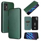 For ZTE Nubia Red Magic 6R Carbon Fiber Texture Horizontal Flip TPU + PC + PU Leather Case with Card Slot(Green) - 1