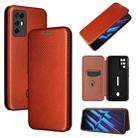 For ZTE Nubia Red Magic 6R Carbon Fiber Texture Horizontal Flip TPU + PC + PU Leather Case with Card Slot(Brown) - 1