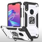 For Asus Zenfone Max Pro (M2) ZB631KL Magnetic Armor Shockproof TPU + PC Case with Metal Ring Holder(Silver) - 1