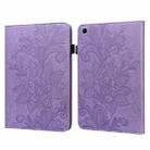 Lace Flower Embossing Pattern Horizontal Flip Leather Case with Holder & Card Slots & Wallet & Photo Frame & Sleep / Wake-up Function For Samsung Galaxy Tab S6 Lite SM-P610/SM-P615(Purple) - 1