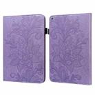Lace Flower Embossing Pattern Horizontal Flip Leather Case with Holder & Card Slots & Wallet & Photo Frame & Sleep / Wake-up Function For Amazon Kindle Fire HD 10 2019 / 2018 / 2017 / 2016(Purple) - 1