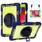 360 Degree Rotation Contrast Color Shockproof Silicone + PC Case with Holder & Hand Grip Strap & Shoulder Strap For iPad mini (2019) / 4(Navy Blue+Yellow Green) - 1