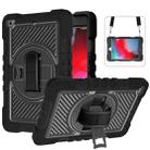 360 Degree Rotation Contrast Color Shockproof Silicone + PC Case with Holder & Hand Grip Strap & Shoulder Strap For iPad mini (2019) / 4(Black) - 1