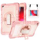 360 Degree Rotation Contrast Color Shockproof Silicone + PC Case with Holder & Hand Grip Strap & Shoulder Strap For iPad mini (2019) / 4(Rose Gold) - 1