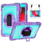 360 Degree Rotation Contrast Color Shockproof Silicone + PC Case with Holder & Hand Grip Strap & Shoulder Strap For iPad mini (2019) / 4(Purple+Mint Green) - 1