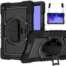 360 Degree Rotation Contrast Color Shockproof Silicone + PC Case with Holder & Hand Grip Strap & Shoulder Strap For Samsung Galaxy Tab A7 10.4 (2020) T500/T505(Black) - 1