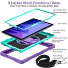 360 Degree Rotation Contrast Color Shockproof Silicone + PC Case with Holder & Hand Grip Strap & Shoulder Strap For Samsung Galaxy Tab A7 10.4 (2020) T500/T505 (Purple+Mint Green) - 2