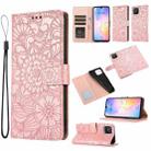 For Huawei nova 8 SE Skin Feel Embossed Sunflower Horizontal Flip Leather Case with Holder & Card Slots & Wallet & Lanyard(Rose Gold) - 1