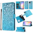 For Huawei nova 8 SE Skin Feel Embossed Sunflower Horizontal Flip Leather Case with Holder & Card Slots & Wallet & Lanyard(Blue) - 1