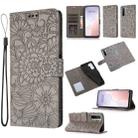 For Huawei nova 7 SE Skin Feel Embossed Sunflower Horizontal Flip Leather Case with Holder & Card Slots & Wallet & Lanyard(Grey) - 1