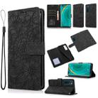 For Huawei nova 7 Pro 5G Skin Feel Embossed Sunflower Horizontal Flip Leather Case with Holder & Card Slots & Wallet & Lanyard(Black) - 1