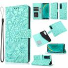 For Huawei nova 7 Pro 5G Skin Feel Embossed Sunflower Horizontal Flip Leather Case with Holder & Card Slots & Wallet & Lanyard(Green) - 1