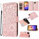 For Huawei Y5p Skin Feel Embossed Sunflower Horizontal Flip Leather Case with Holder & Card Slots & Wallet & Lanyard(Rose Gold) - 1