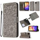 For Huawei Y5p Skin Feel Embossed Sunflower Horizontal Flip Leather Case with Holder & Card Slots & Wallet & Lanyard(Grey) - 1