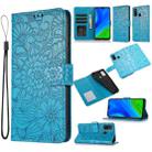 For Huawei P smart 2020 Skin Feel Embossed Sunflower Horizontal Flip Leather Case with Holder & Card Slots & Wallet & Lanyard(Blue) - 1