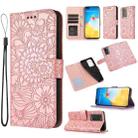 For Huawei P40 Pro Skin Feel Embossed Sunflower Horizontal Flip Leather Case with Holder & Card Slots & Wallet & Lanyard(Rose Gold) - 1