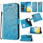 For Huawei P40 Pro Skin Feel Embossed Sunflower Horizontal Flip Leather Case with Holder & Card Slots & Wallet & Lanyard(Blue) - 1