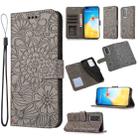 For Huawei P40 Pro Skin Feel Embossed Sunflower Horizontal Flip Leather Case with Holder & Card Slots & Wallet & Lanyard(Grey) - 1