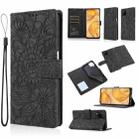 For Huawei P40 lite Skin Feel Embossed Sunflower Horizontal Flip Leather Case with Holder & Card Slots & Wallet & Lanyard(Black) - 1