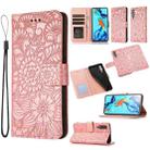 For Huawei P30 Skin Feel Embossed Sunflower Horizontal Flip Leather Case with Holder & Card Slots & Wallet & Lanyard(Rose Gold) - 1