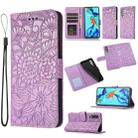 For Huawei P30 Skin Feel Embossed Sunflower Horizontal Flip Leather Case with Holder & Card Slots & Wallet & Lanyard(Purple) - 1