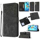 For Huawei P30 Skin Feel Embossed Sunflower Horizontal Flip Leather Case with Holder & Card Slots & Wallet & Lanyard(Black) - 1