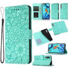 For Huawei P30 Skin Feel Embossed Sunflower Horizontal Flip Leather Case with Holder & Card Slots & Wallet & Lanyard(Green) - 1